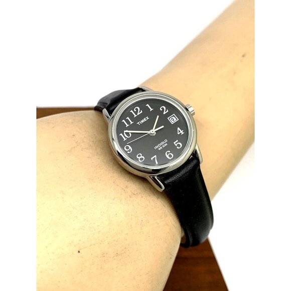 Timex Women's Watch T2N525 Quartz Indiglo Black Dial Leather Strap 25mm - Picture 5 of 13